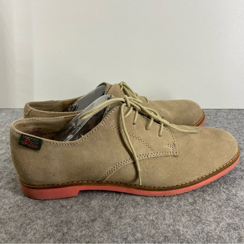 Bass Women’s Oxford Tan Beige Suede Lace Up Shoes Size 8M - Picture 3 of 8